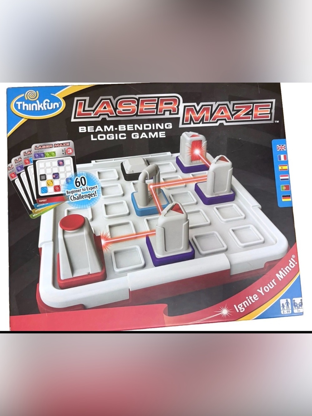 🔥🏷️ThinkFun Laser Maze Logic Game - White with Red and Purple Accents